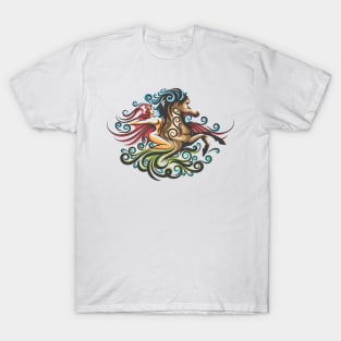 Girl on a Horse Ornate Emblem T-Shirt